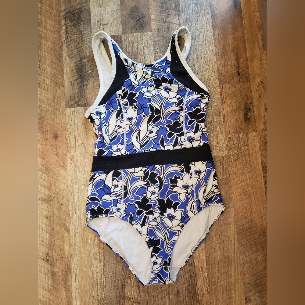 Anne Cole Blue and Black One Piece Swimwear